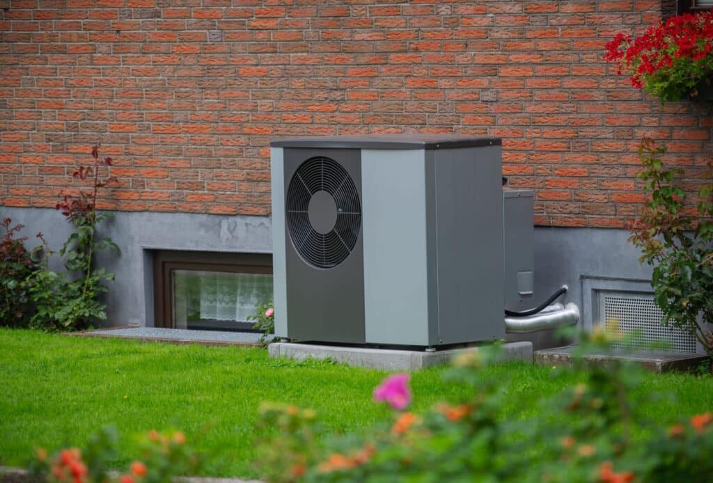 Heat Pump Installed outside a home.